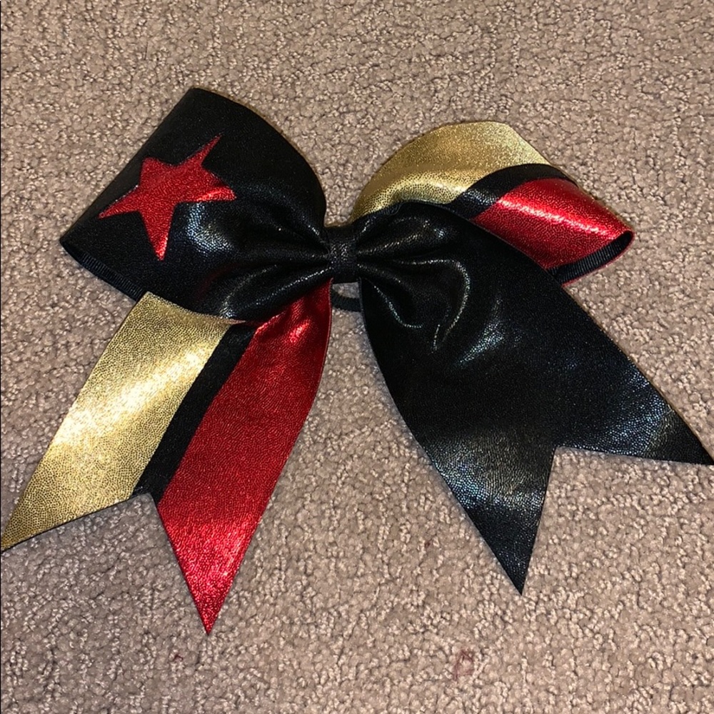 Red black and gold cheer bow